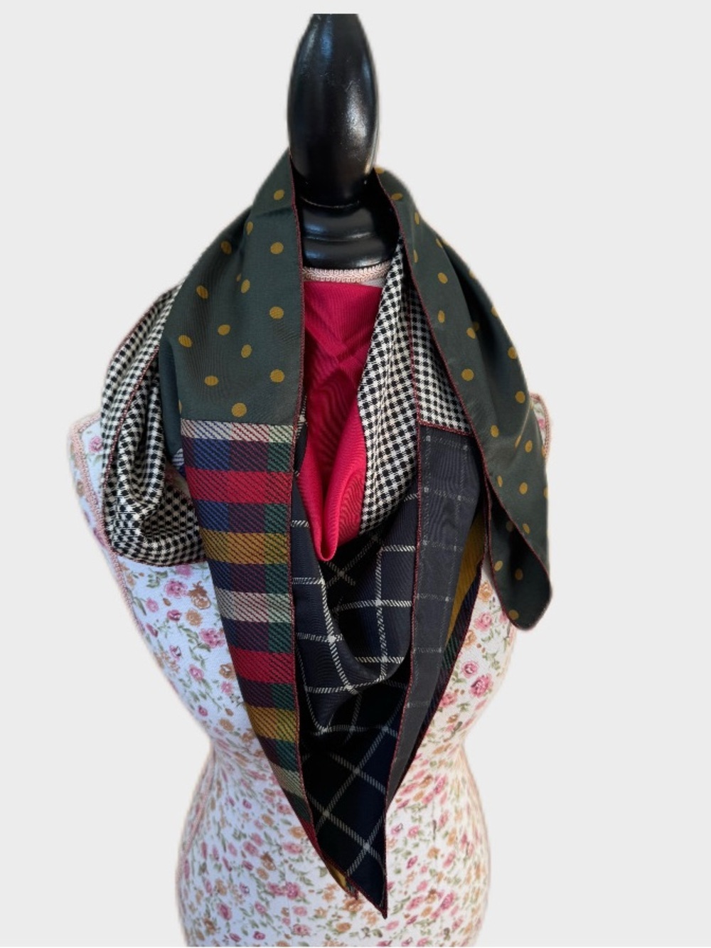 Emporio Armani Mixed Geometric Print Square Silk Scarf Multicolor